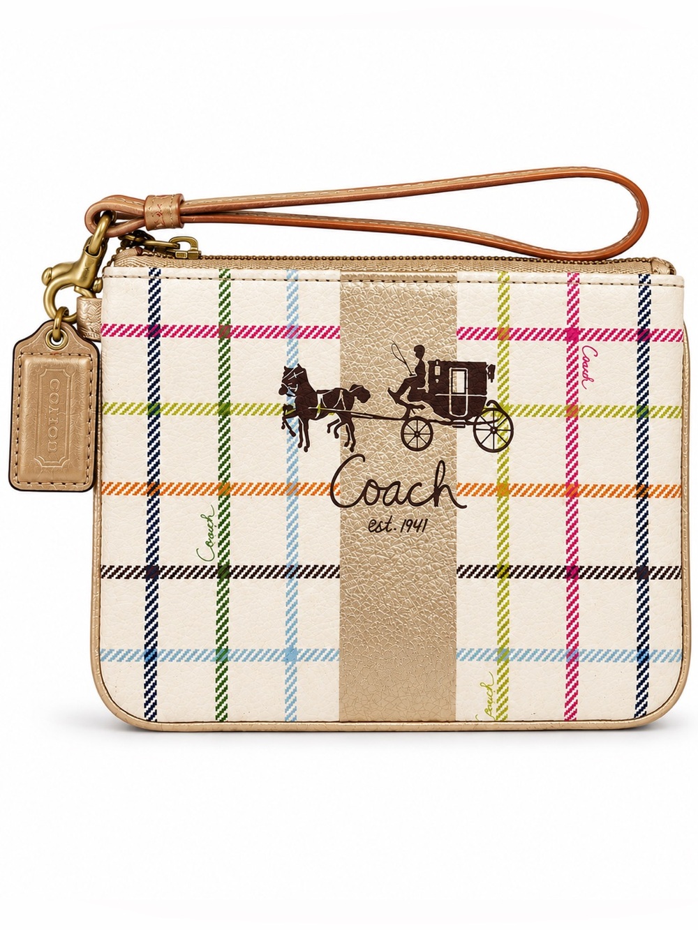 Coach Tattersall Vintage 1941 Heritage Stripe Wristlet